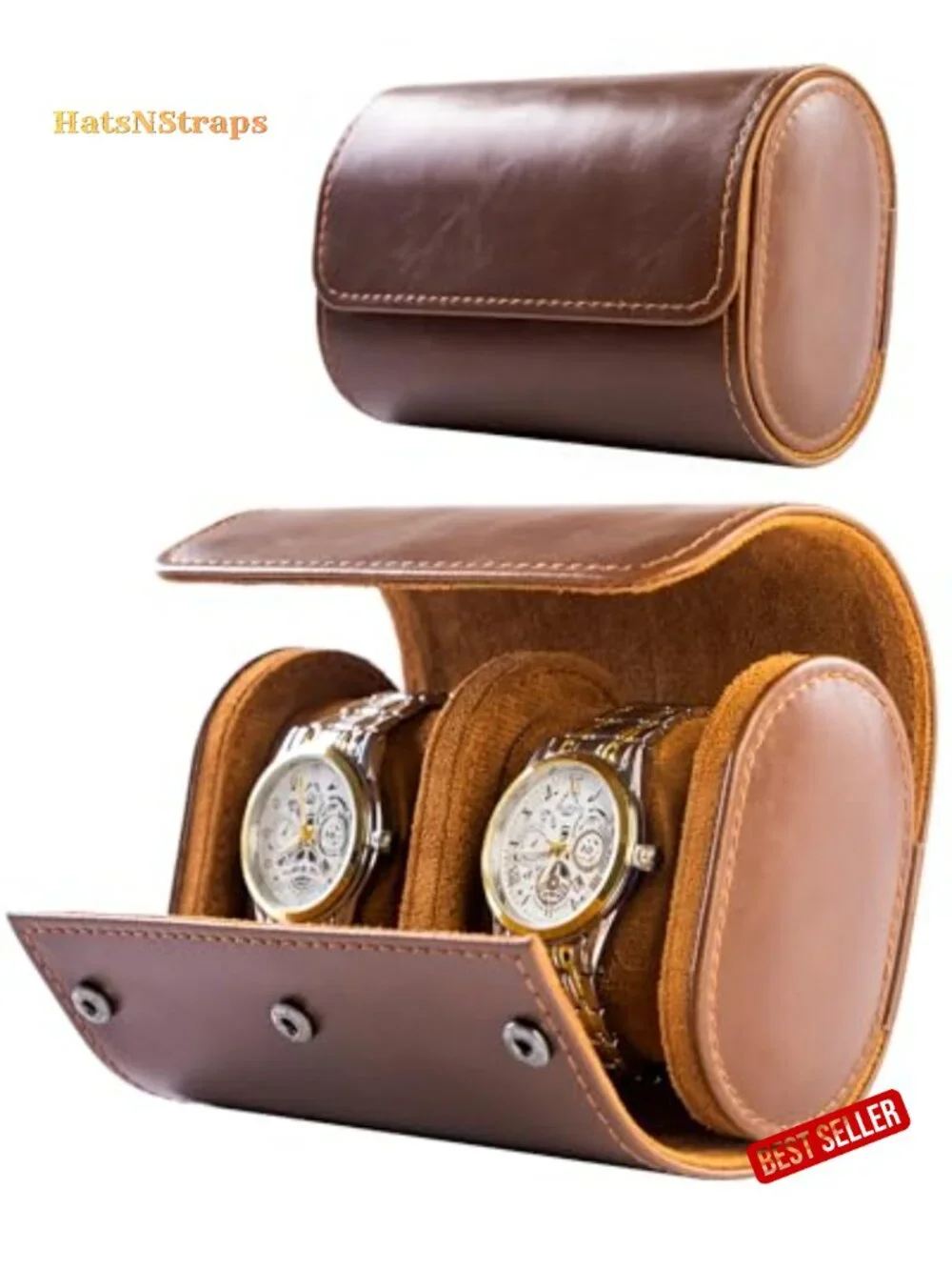 2 Watch Travel Case Leather Case Portable Watch Organizer Handcrafted Storage